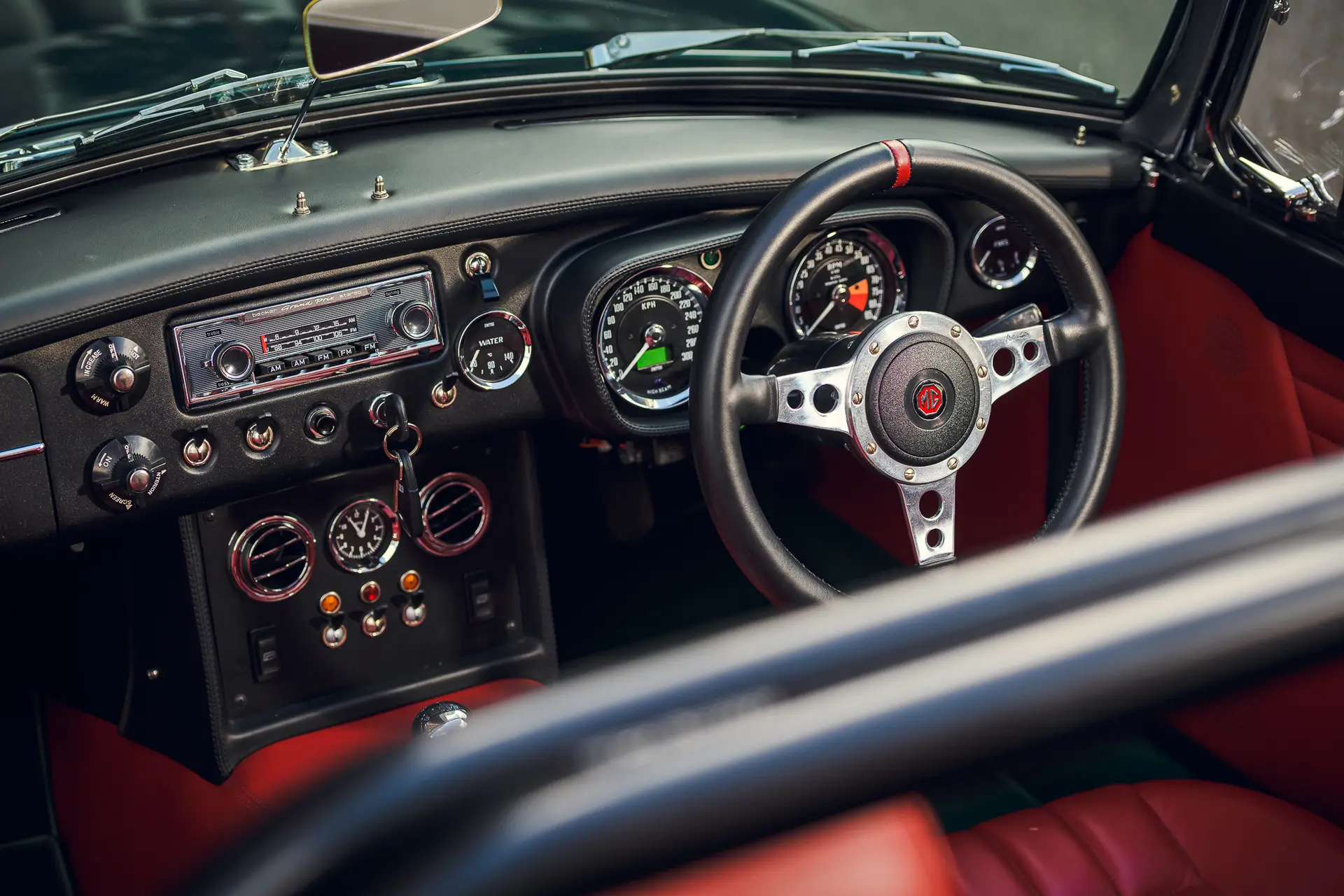 Fully restored MG B dash board and interior.