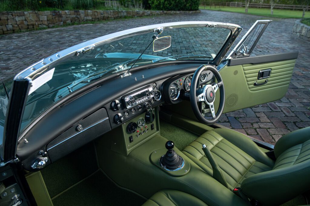 Green MGB interior and dash